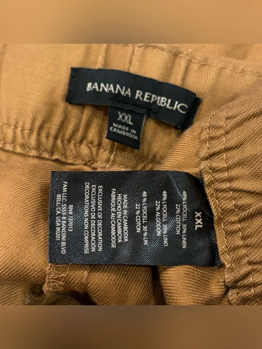 NWT Banana Republic Tapered Crop Linen Trousers in Golden Tan - Women’s Size XXL
